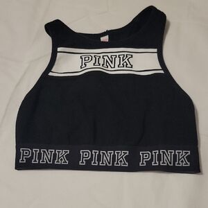 Black and White PINK Crop Top